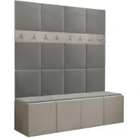 Mirjan 24 Garderoben-Set Orion V, Garderobe mit Sitzbank mit 16 x Wandpanel 42x42 (Farbe: Cashmere, Polo 894)