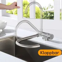 Lonheo Hochdruck Vorfenster Küchenarmatur Klappbar Spültischarmatur, Einhebelmischer 360° Drehbar aus Edelstahl Wasserhahn Küche, Gebürstet