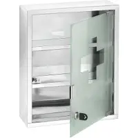 Wenko Medizinschrank , silber (silberfarben), B:30cm H:40cm T:12cm, Schränke, Medizinschrank, Edelstahl und satiniertes Sicherheitsglas, 30 x 40 cm cm