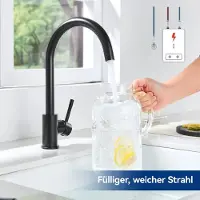 CECIPA MAX Niederdruck-Küchenarmatur ,360° schwenkbarer Küchenarmatur ,Edelstahl-Küchenarmatur ,Für drucklose Wasserkocher und Küchenspülen ,Schwarz