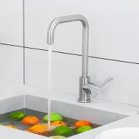 CECIPA Küchenarmatur Silber, Edelstahl Gebürstet, 7-Form Wasserhahn Küche 360° drehbar, Einhebelmischer mit hohem Auslauf, Spültischarmatur, MAX