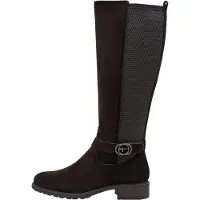 Tamaris Damen Stiefel Langschaft Zierschnalle Stretchschaft Leder 1-25618-43, Größe:40 EU, Farbe:Mehrfarbig