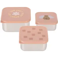 Lassig Pojemnik na przekąski snackbox ze stali nierdzewnej 3 szt. Pattern Party rose