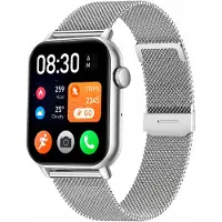 Siltcon Smartwatch Pro Herren und Damen mit Telefonfunktion – 1,85 Zoll AMOLED, 123 Sportmodi und Schrittzähler – 4 Armbänder – Silber