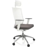 Hjh OFFICE Profi Bürostuhl ASPEN WHITE PRO Ergonomischer Schreibtischstuhl mit Armlehnen (höhenverstellbar) Stoff / Netzstoff Grau/Weiß Drehstuhl für Büro, Zuhause