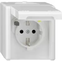 Gira FI-Schutzsteckd. 30 mA KD + SH WG AP Reinweiß 267730