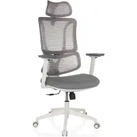 MyBuero Profi Bürostuhl ERGOMY W Ergonomischer Schreibtischstuhl mit Armlehnen (höhenverstellbar) Stoff / Netzstoff Grau Drehstuhl für Büro, Zuhause
