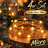 My-goodbuy24 4 Set LED Lichterkette Drahtlichterkette Weihnachten Batterie 10 LEDs 120cm