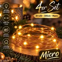 My-goodbuy24 4 Set LED Lichterkette Drahtlichterkette Weihnachten Batterie 30 LEDs 300cm
