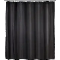 Wenko Duschvorhang "Uni Black", schwarz, B:180cm H:200cm, Polyester, Duschvorhänge, Duschvorhang, Höhe 200 cm, Polyester, waschbar