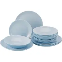 ARC Tafelservice Diwali Light Blue Hellblau 18-teilig LUMINARC Hartglasgeschirr Geschirrset Tafelset Essservice Geschirr
