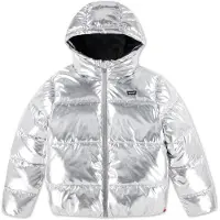 Levi's Kids Winterjacke KIDS "LVG CORE BATWING PUFFER", Mädchen, Gr. 3 (98), silber (silber metallic), Web, Obermaterial: 100% Polyester, regular fit normal, elastischer Bund, Jacken Winterjacke, for GIRLS