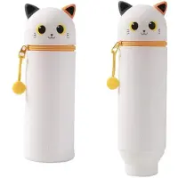 I-Total iTOTAL Bastelset 2-in-1 Weiches Silikon-Federmäppchen - Weiß und Ingwer Katze