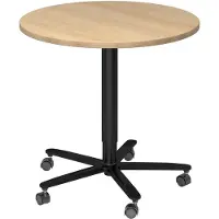 Hjh OFFICE PRO BISTRO 80R D - System Konferenztisch Schwarz Eiche Ø 80