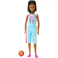 Barbie Made to Move Basketballspielerin-Puppe und Accessoires, brünette Puppe mit Sportdress und Ball, Modepuppe, Weiblich, 3 Jahr(e), Mädchen, 300 mm, Mehrfarbig