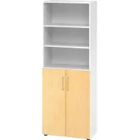 Hjh OFFICE PRO BETA 9 | Kombischrank mit Türen | 6 OH - Weiß/Ahorn