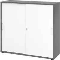 Hjh OFFICE PRO BETA 1753S - 3 OH Schiebetürenschrank Graphit/Weiß Metallgriff