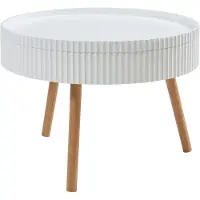En.casa Couchtisch 'Bongard' mit abnehmbarer Tischplatte Ø60 x 45 cm Wohnzimmertisch in gerillter Optik rund Weiß