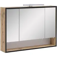 Schildmeyer LED-Spiegelschrank »Max«, (BxHxT): 80 x 64,2 x 16 cm, Eiche - braun