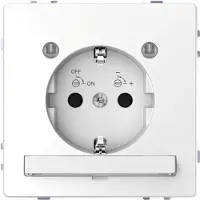 Merten MEG2304-6035 SCHUKO-Steckdose mit Lichtauslass und LED-Beleuchtungs-Modul, Berührungsschutz,Steckklemmen, Lotosweiß, System Design MEG23046035