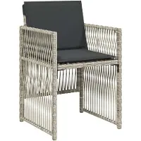 vidaXL 9-tlg. Garten-Essgruppe mit Kissen Hellgrau Poly Rattan