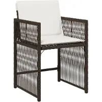 vidaXL 11-tlg. Garten-Essgruppe mit Kissen Braun Poly Rattan