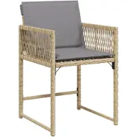 vidaXL 5-tlg. Garten-Essgruppe mit Kissen Beigemischung Poly Rattan