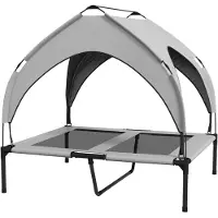 PawHut Erhöhtes Hundebett mit Baldachin Haustierbett Outdoor Hundeliege mit Dach