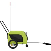 vidaXL Fahrradanhänger Hunde Grün und Schwarz Oxford-Gewebe & Eisen