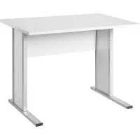 MÖBELPARTNER Schreibtisch lichtgrau rechteckig, Kufen-Gestell silber 90,0 x 65,0 cm