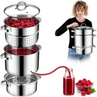 Kadax Entsafter-Topf, 8 l, Edelstahl, Dampf, Induktion, Induktion, Gas, Stahl, 3-in-1, groß