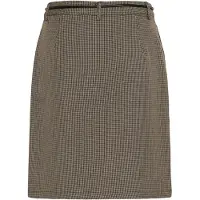 Kaffe Midirock "Damen Rock KAelyah", Damen, Gr. 46, beige (beige, schwarz petit houndstoot), Obermaterial: 69% Polyester PES. 29% Viskose CV. 2% Elasthan EL., Röcke Midirock