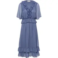 Kaffe Midikleid "Damen Kleid KAdemi", Damen, Gr. 34, N-Gr, blau (crown blau), Obermaterial: 100% Polyester PES., Kleider Midikleid