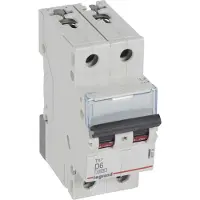 Legrand 403734 TX3 Leitungsschutzschalter D-Charakteristik, 6A, 2-polig, 6kA, 400VAC, 2TE