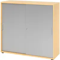 Hjh OFFICE PRO BETA 1753S - Ahorn/Silber 3 OH Schiebetürenschrank Metallgriff