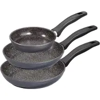 Stoneline Pfanne 3er-Set 6882 Braten, Durchmesser 16/20/24 cm, Für Induktionskochfeld geeignet, Fester Griff, Grau