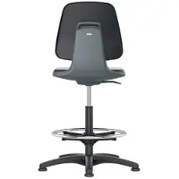 BIMOS Labsit Industriedrehstuhl Fussgleiter + Fussring Sitzschale anthrazit Integralschaum schwarz