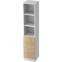 Hjh OFFICE PRO SIGNA G 7600 RE - 5 OH Weiß/Eiche Schrank mit 4 Schüben Relinggriff Kunststoff