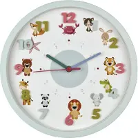 TFA-Dostmann Wanduhr Kinder Tiermotive Ø30,9cm hellblau