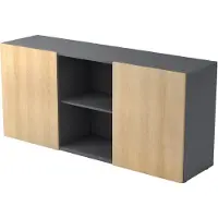 Hjh OFFICE PRO KAPA 1780 | Sideboard | mit Schwebetüren - Sideboard Graphit/Eiche