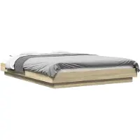 vidaXL Bettgestell mit LED Sonoma-Eiche 140x200 cm Holzwerkstoff