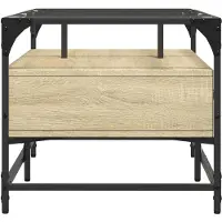 vidaXL Couchtisch mit Glasplatte Sonoma-Eiche 98,5x50x45 cm Stahl