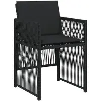 vidaXL 7-tlg. Garten-Essgruppe mit Kissen Schwarz Poly Rattan