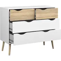Ebuy24 Kommode Napoli mit 2 kleinen und 2 grossen Schubladen weiss/eiche.