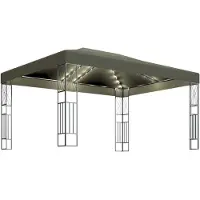 vidaXL Pavillon mit LED-Lichterkette 3x4 m Taupe Stoff