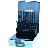 RUKO Spiralbohrer-Satz DIN 338 Typ N, HSS-R in Kunststoffkassette - 19 tlg.