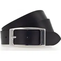Tamaris Ledergürtel "Charlie Silver", Damen, Gr. 110, schwarz, Rindsleder, unifarben, Basic, Gürtel Ledergürtel, mit länglicher Doppelschließe, aus Rindsleder, unifarben