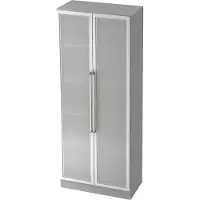 Hjh OFFICE PRO SIGNA G 7100G CE - Grau/Silber 5 OH Schrank mit Milchglastüren Chromgriff Metall