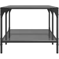 vidaXL Couchtisch mit Glasplatte Schwarz 98,5x50x40 cm Stahl