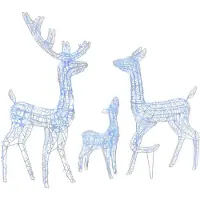 vidaXL LED-Rentier-Familie Weihnachtsdeko Acryl 300 LED Blau